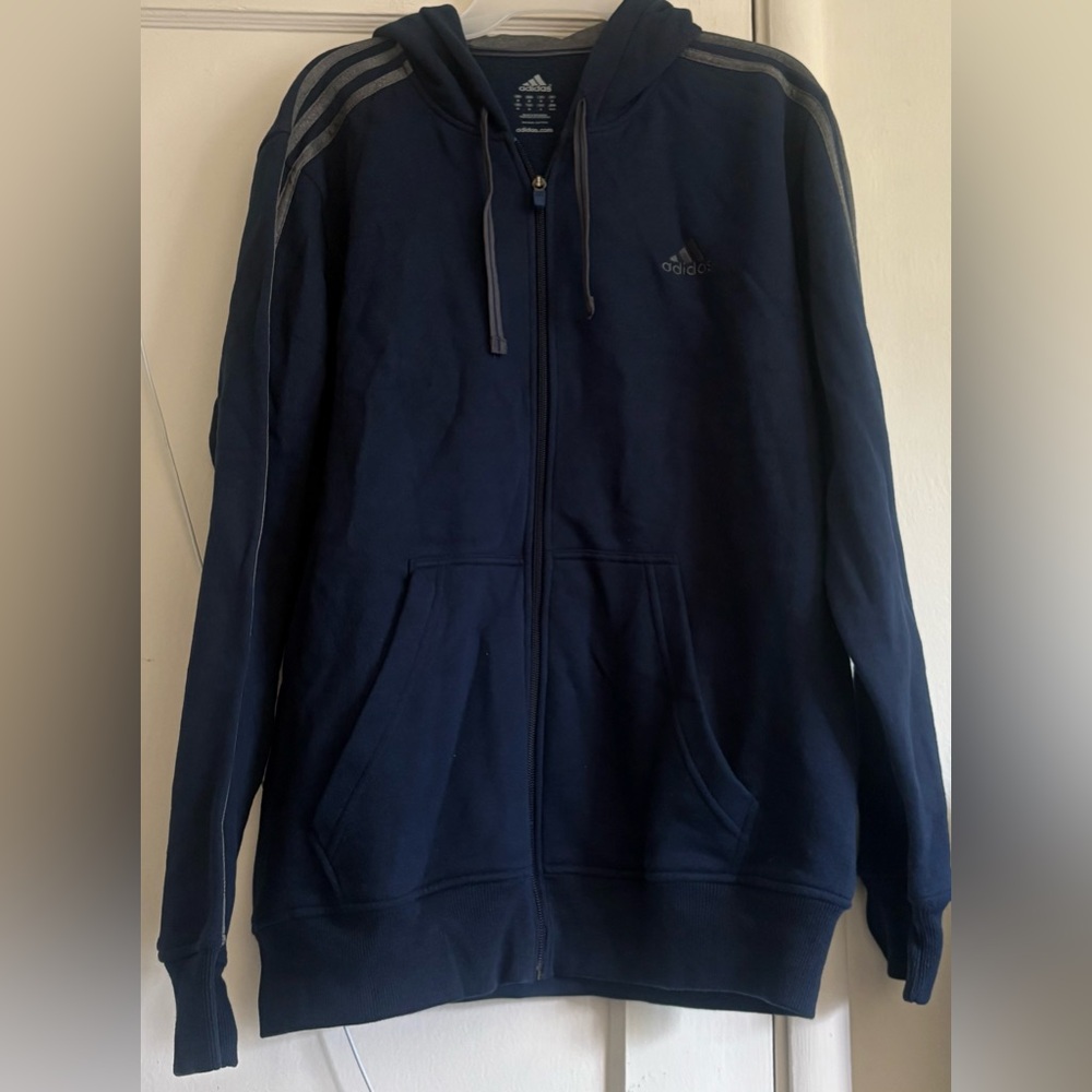 Adidas Men's Dark Blue Zip-Up Sweater